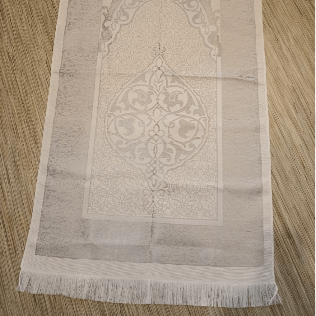 Tapis de Prière - Fin - 110x65cm – Motif Argenté/Doré