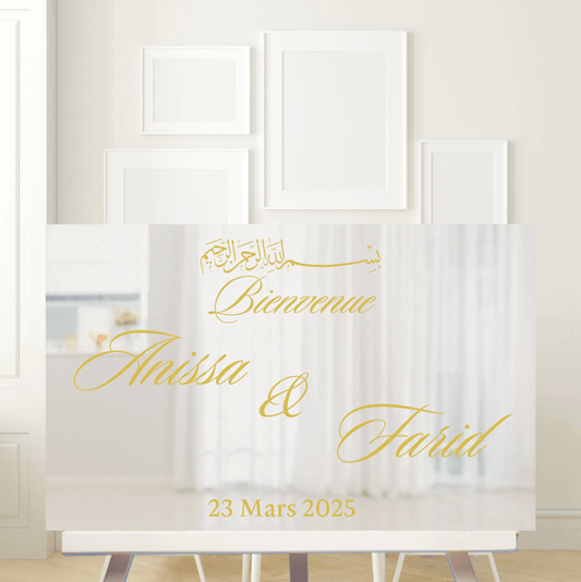 Panneau de Bienvenue - Mariage/Fiancailles - Modèle Miroir Rectangulaire (45x30cm)