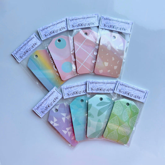 Lot de 6 Etiquettes cadeaux - Pastel Holographiques